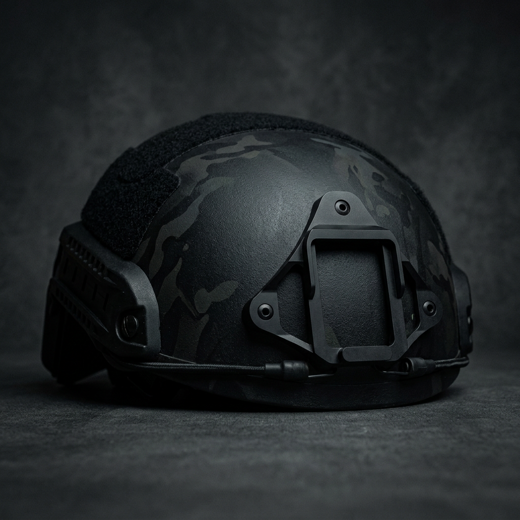 Makefast NVG Mount fitted to a tactical operator helmet in service